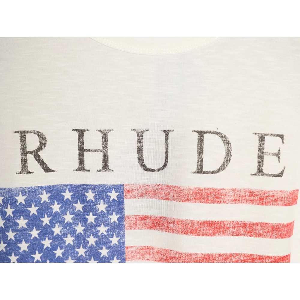 Rhude Vintage USA Flag Logo Print Short-Sleeve T-Shirt,Rhude