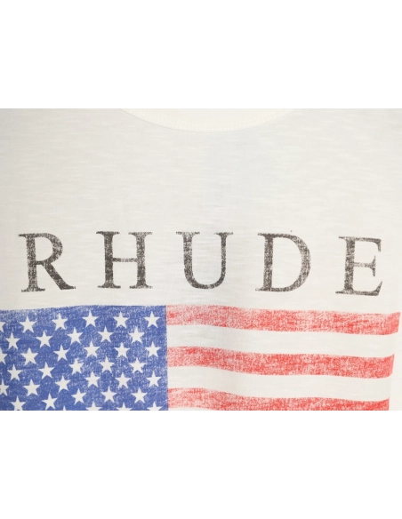 Rhude Vintage USA Flag Logo Print Short-Sleeve T-Shirt,Rhude