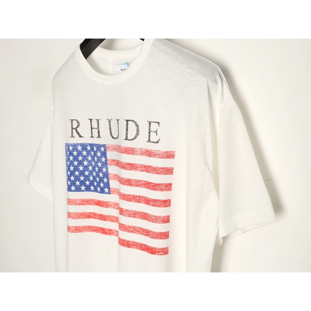 Rhude Vintage USA Flag Logo Print Short-Sleeve T-Shirt,Rhude