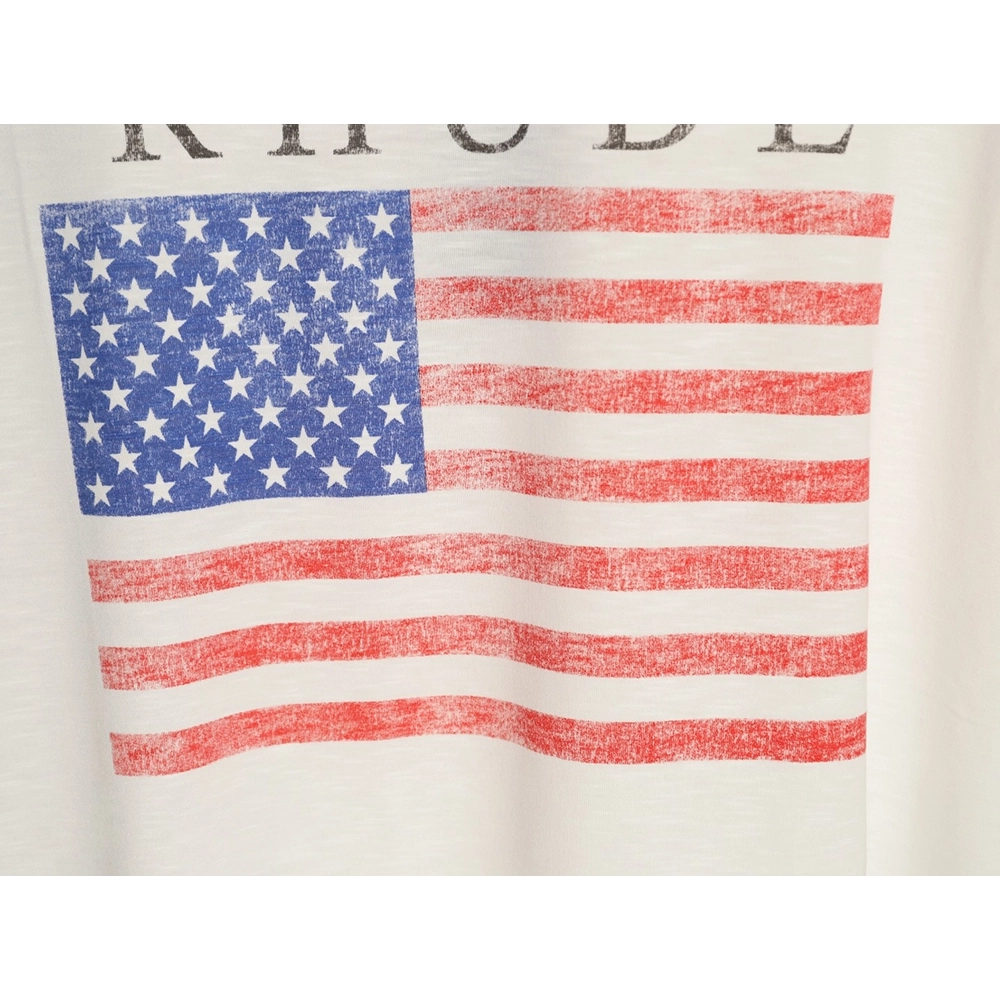 Rhude Vintage USA Flag Logo Print Short-Sleeve T-Shirt,Rhude