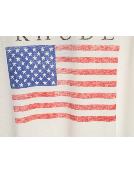 Rhude Vintage USA Flag Logo Print Short-Sleeve T-Shirt,Rhude