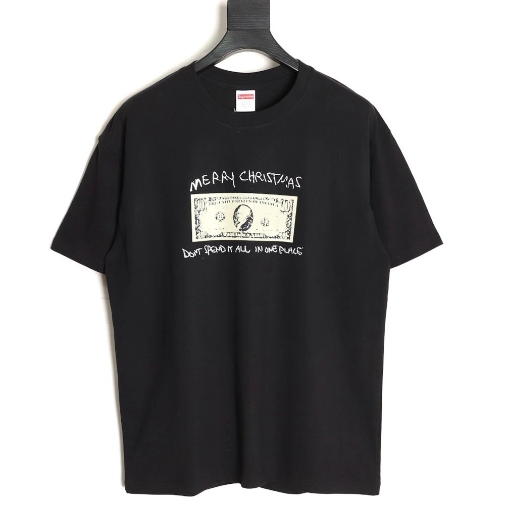 Supreme Dollar Bill Letter Print Crewneck Short-Sleeve T-Shirt,Supreme