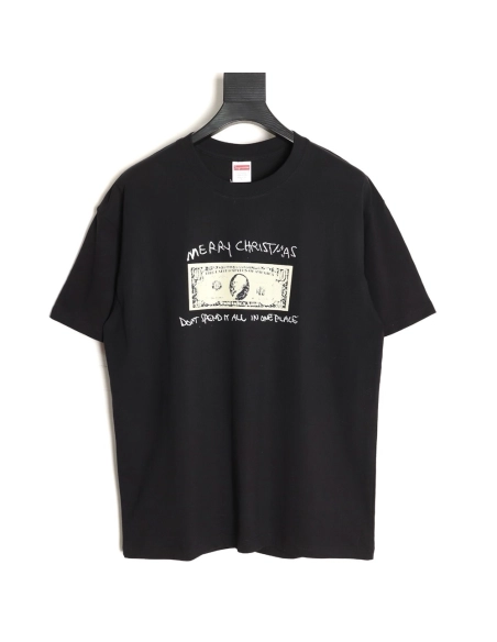 Supreme Dollar Bill Letter Print Crewneck Short-Sleeve T-Shirt,Supreme
