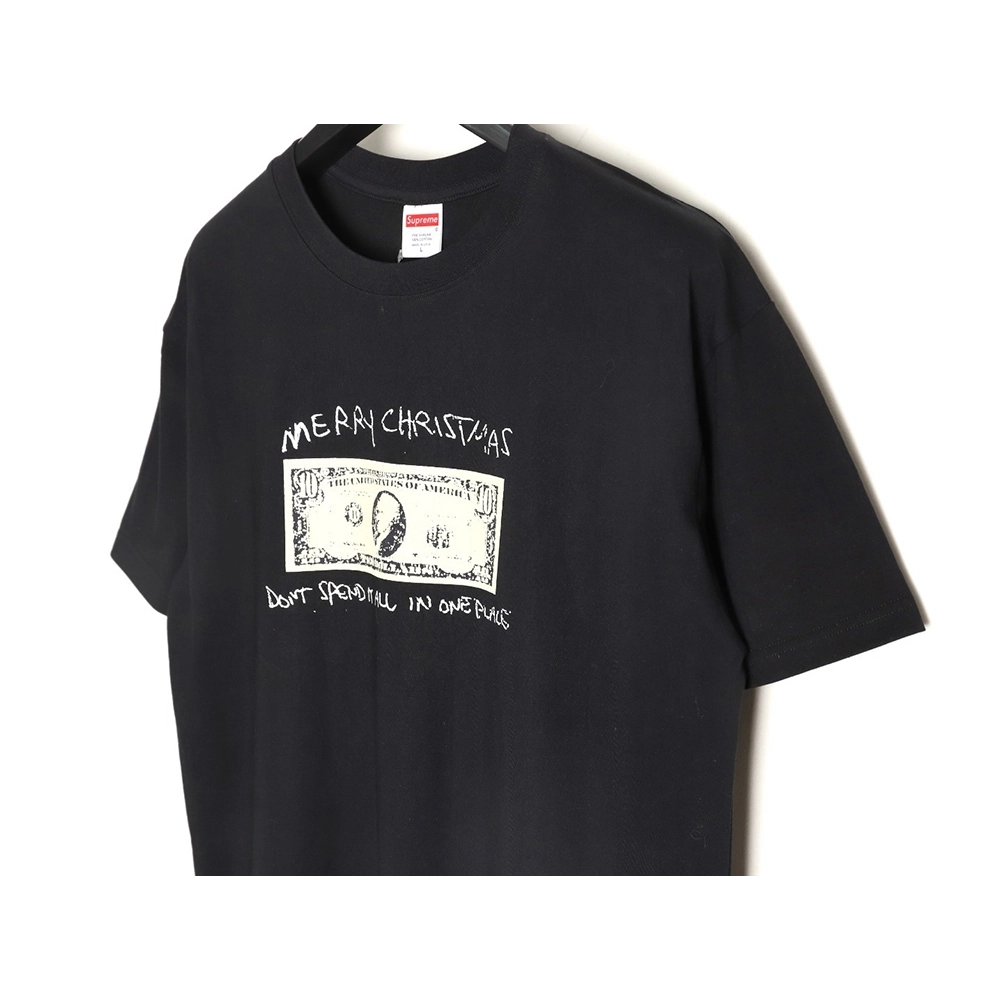 Supreme Dollar Bill Letter Print Crewneck Short-Sleeve T-Shirt,Supreme
