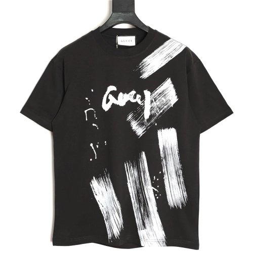 Gucci ink wash brushstroke graffiti letter short-sleeved T-shirt TSK1,Gucci