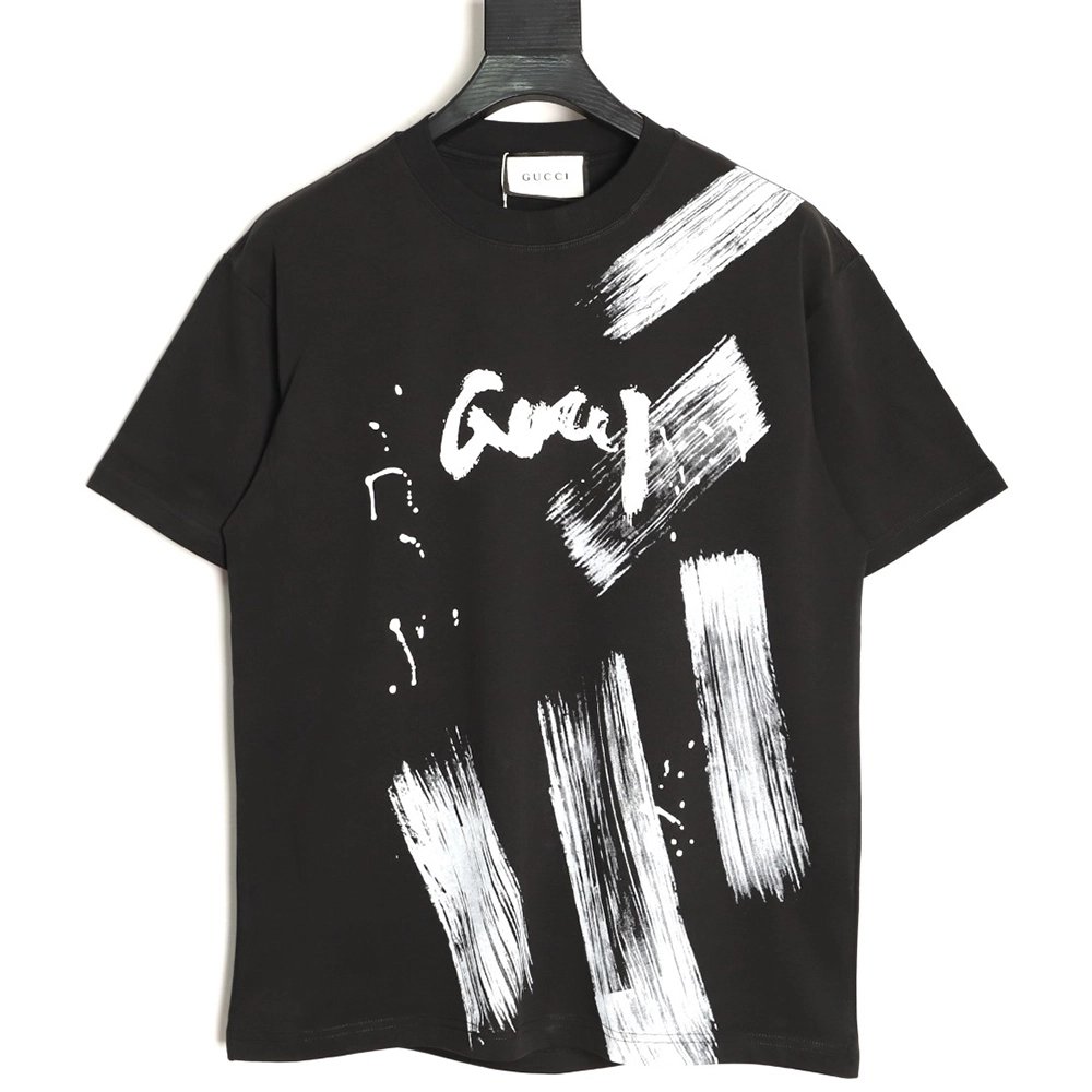 Gucci ink wash brushstroke graffiti letter short-sleeved T-shirt TSK1,Gucci