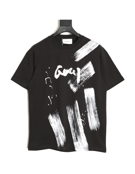 Gucci ink wash brushstroke graffiti letter short-sleeved T-shirt TSK1,Gucci