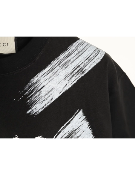 Gucci ink wash brushstroke graffiti letter short-sleeved T-shirt TSK1,Gucci