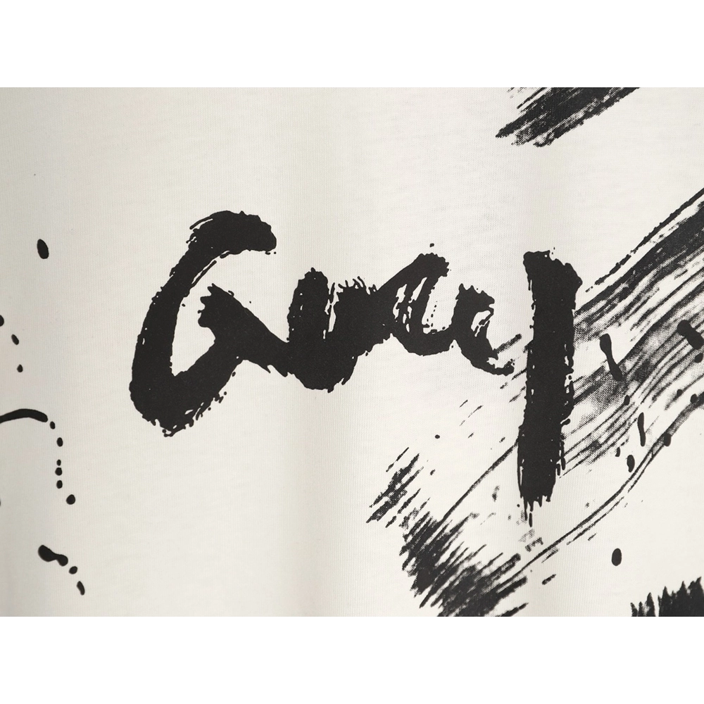 Gucci ink wash brushstroke graffiti letter short-sleeved T-shirt,Gucci