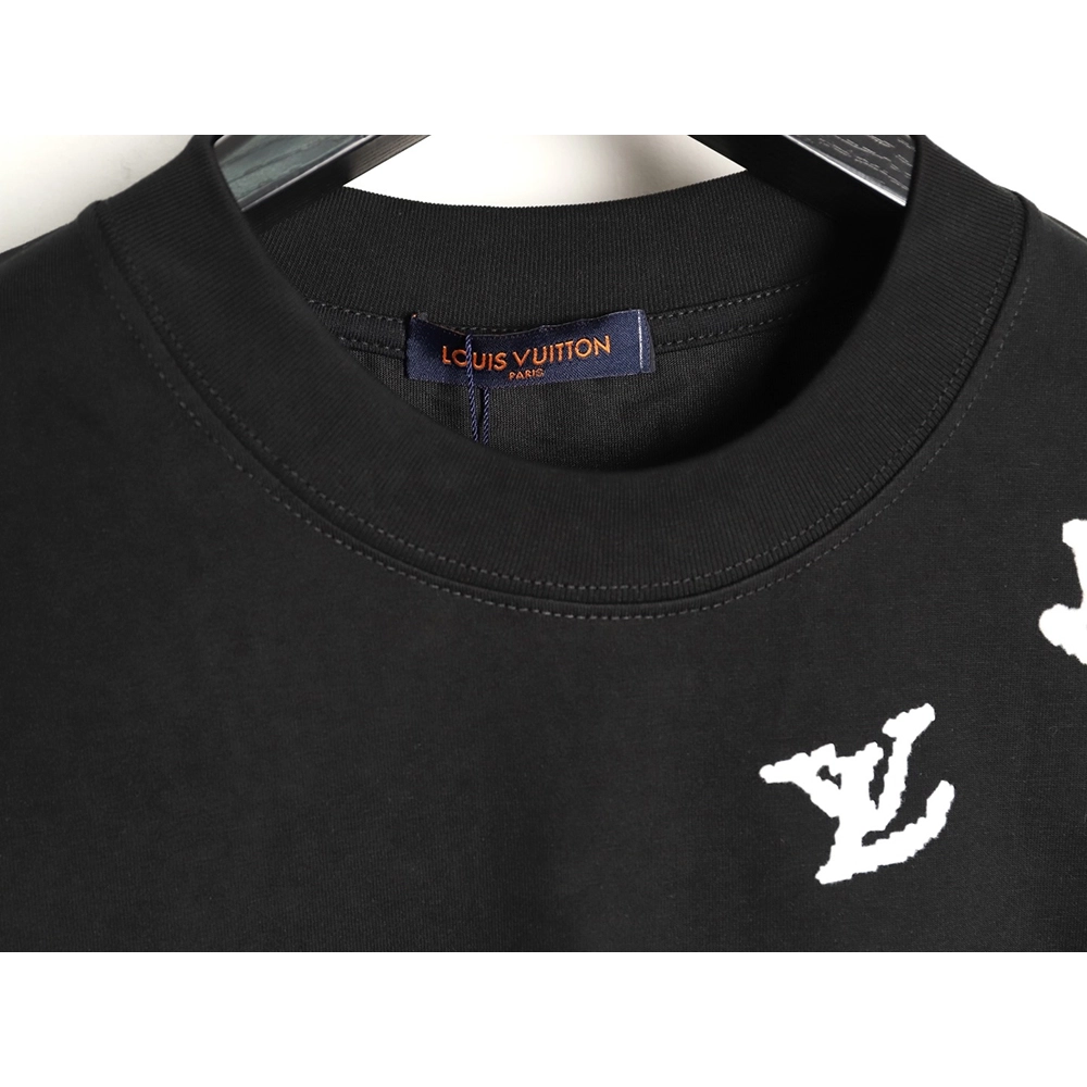Louis Vuitton Flocked Logo-Print Crewneck Short-Sleeve T-Shirt TSK1,Louis Vuitton