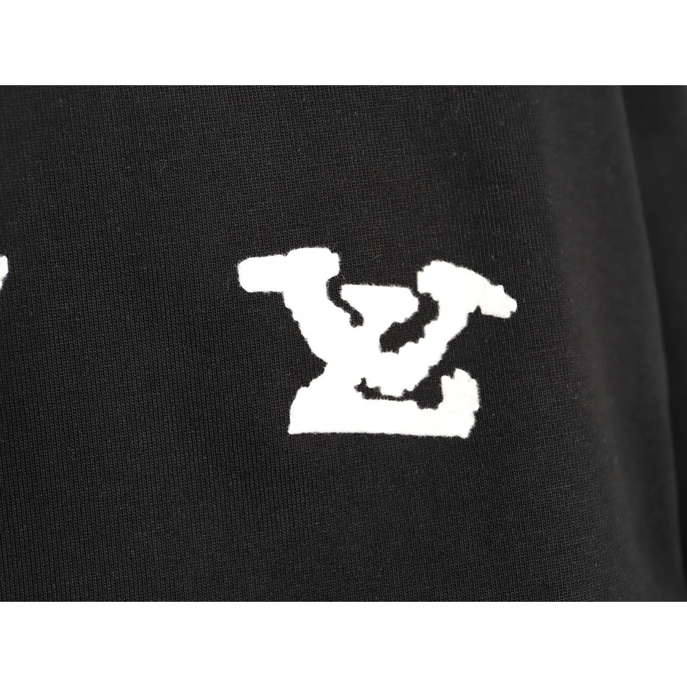 Louis Vuitton Flocked Logo-Print Crewneck Short-Sleeve T-Shirt TSK1,Louis Vuitton