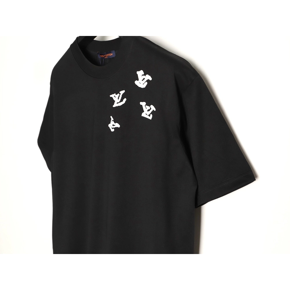 Louis Vuitton Flocked Logo-Print Crewneck Short-Sleeve T-Shirt TSK1,Louis Vuitton