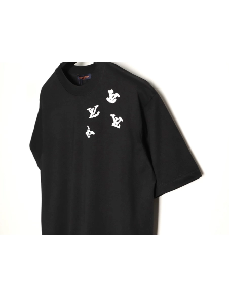 Louis Vuitton Flocked Logo-Print Crewneck Short-Sleeve T-Shirt TSK1,Louis Vuitton