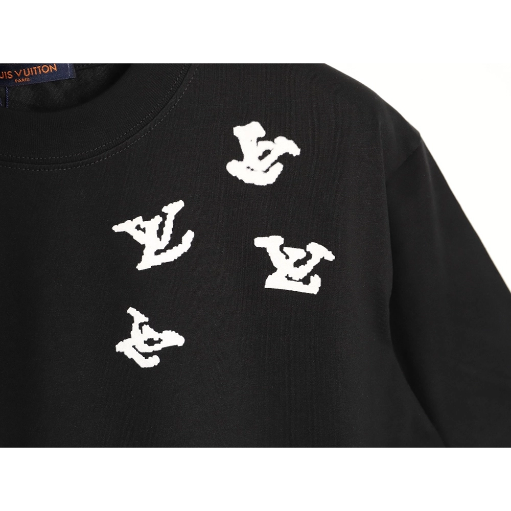 Louis Vuitton Flocked Logo-Print Crewneck Short-Sleeve T-Shirt TSK1,Louis Vuitton