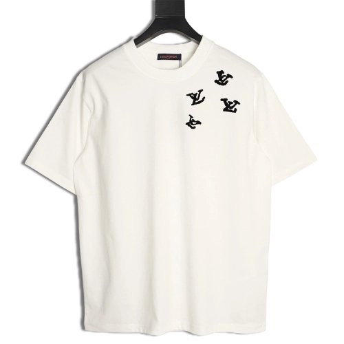 Louis Vuitton Flocked Logo-Print Crewneck Short-Sleeve T-Shirt,Louis Vuitton