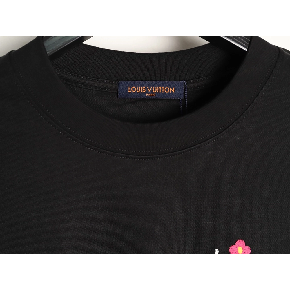 Louis Vuitton Floral Script Embroidery Crewneck Short-Sleeve T-Shirt TSK1,Louis Vuitton