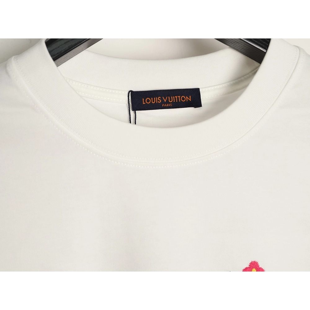 Louis Vuitton Floral Script Embroidery Crewneck Short-Sleeve T-Shirt,Louis Vuitton