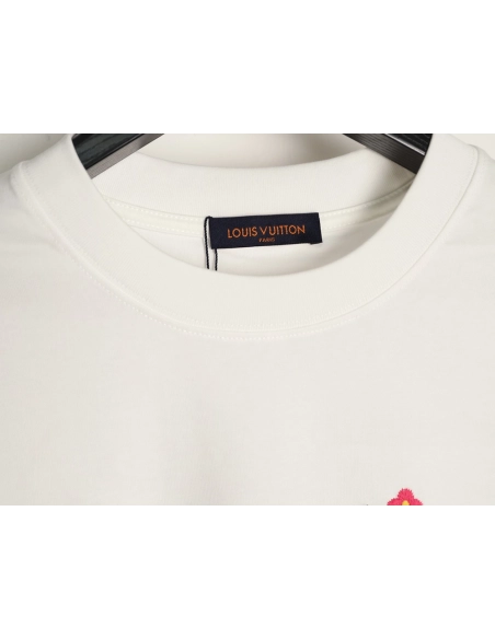 Louis Vuitton Floral Script Embroidery Crewneck Short-Sleeve T-Shirt,Louis Vuitton