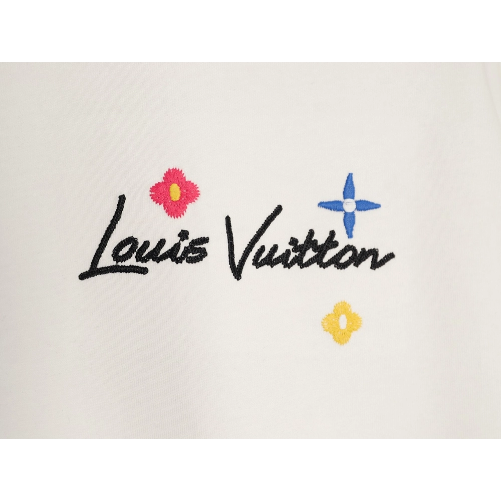 Louis Vuitton Floral Script Embroidery Crewneck Short-Sleeve T-Shirt,Louis Vuitton
