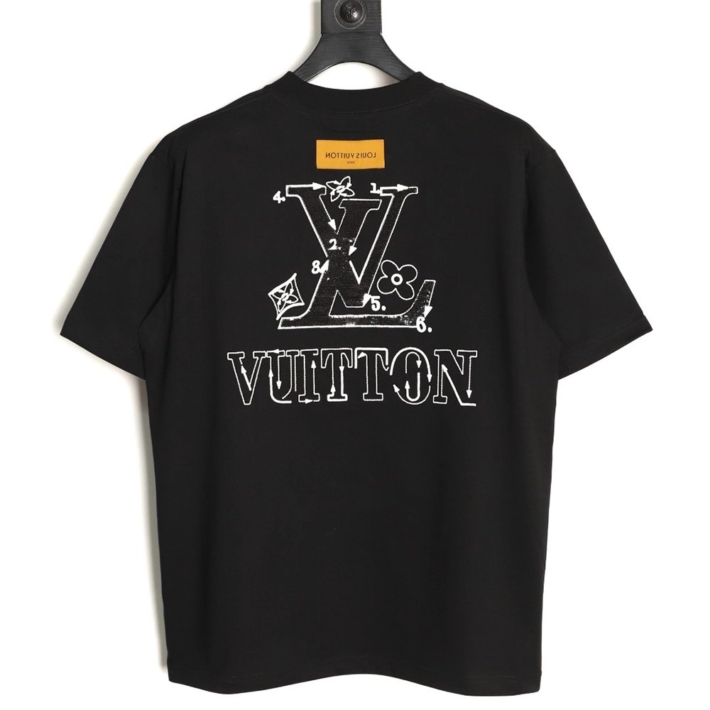 Louis Vuitton Iridescent Sequin Embroidery Crew Neck Short Sleeve T-Shirt TSK1,Louis Vuitton
