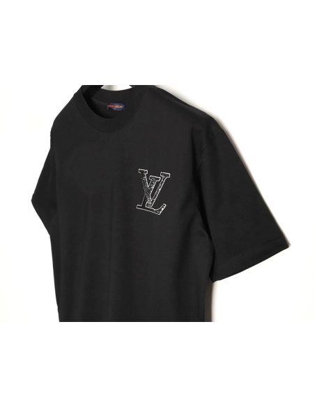 Louis Vuitton Iridescent Sequin Embroidery Crew Neck Short Sleeve T-Shirt TSK1,Louis Vuitton