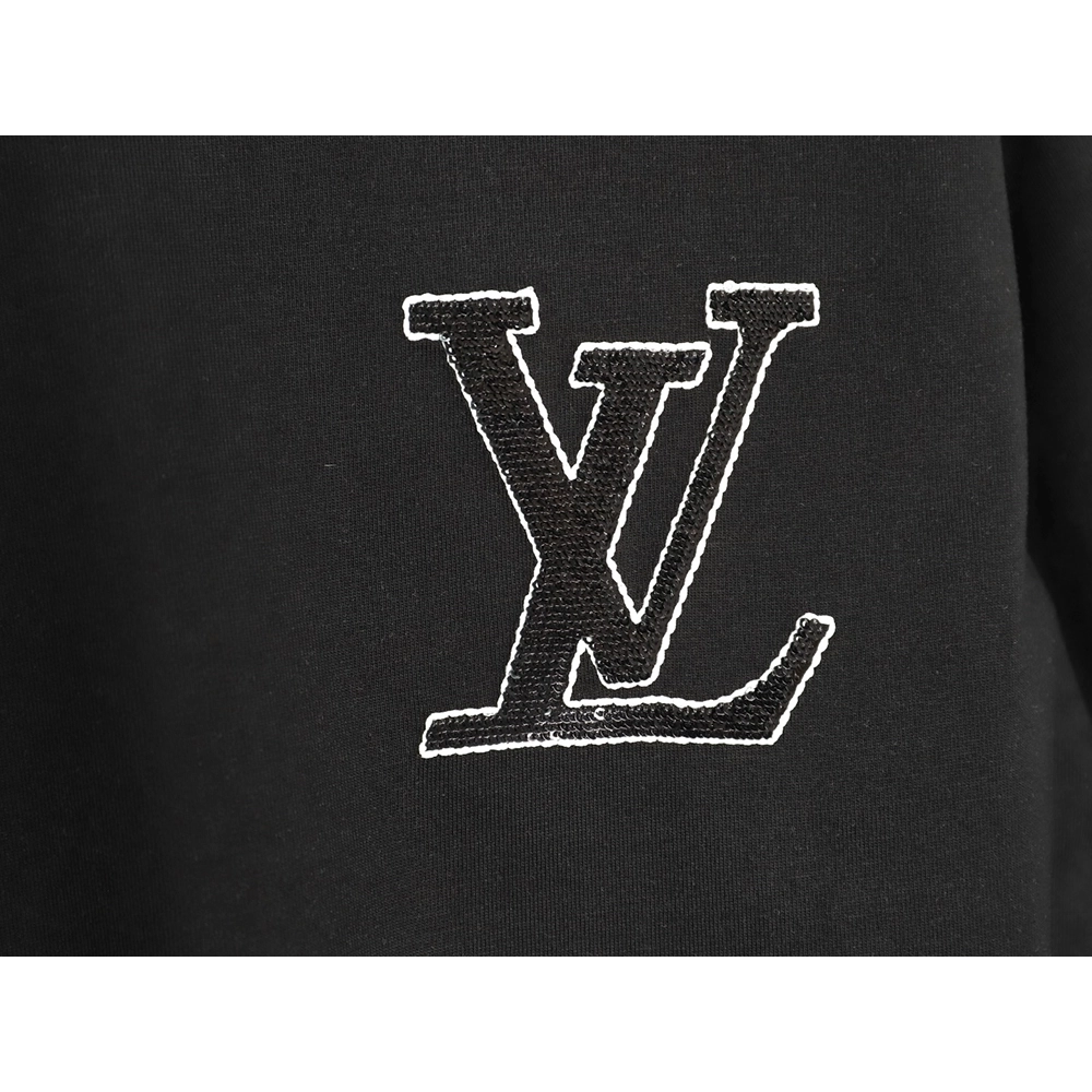 Louis Vuitton Iridescent Sequin Embroidery Crew Neck Short Sleeve T-Shirt TSK1,Louis Vuitton