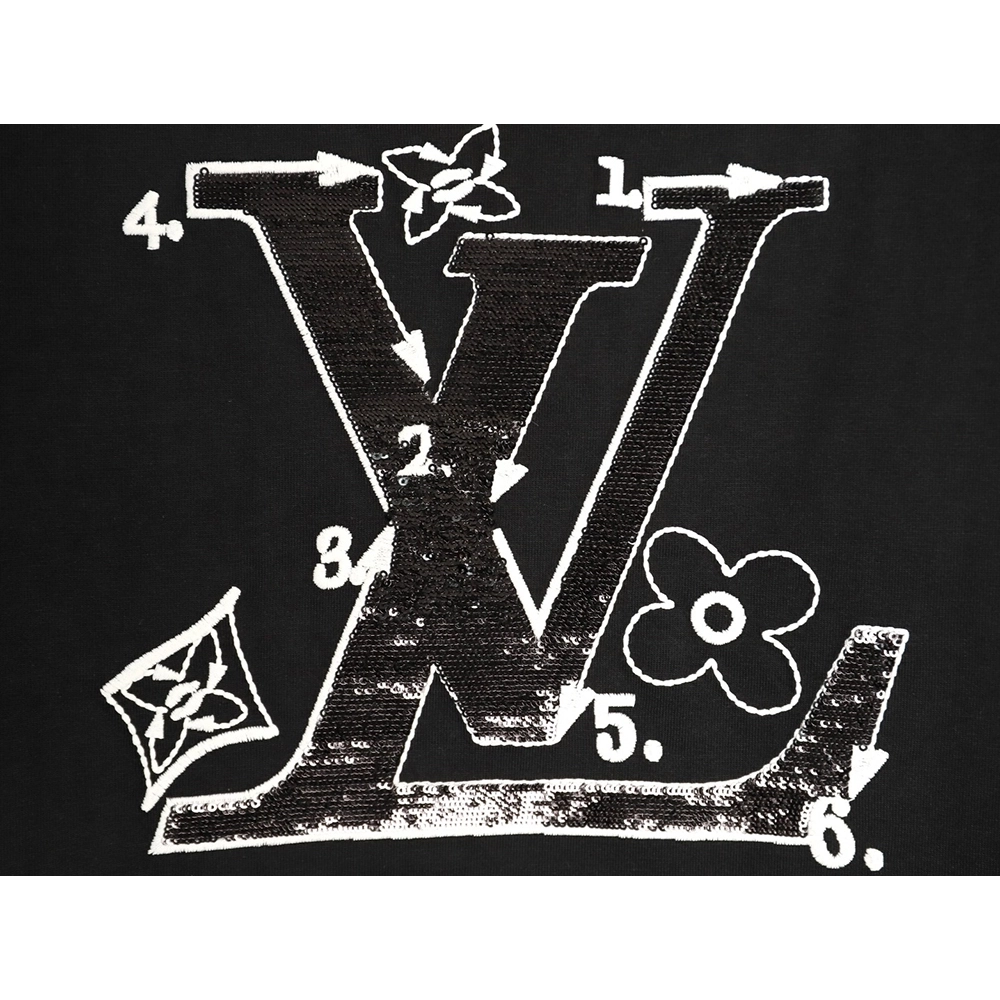 Louis Vuitton Iridescent Sequin Embroidery Crew Neck Short Sleeve T-Shirt TSK1,Louis Vuitton