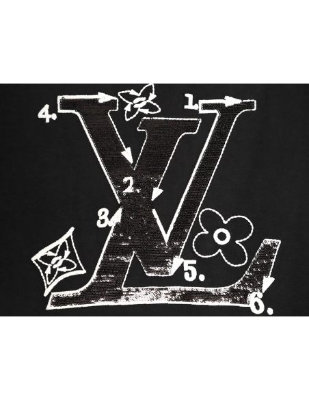 Louis Vuitton Iridescent Sequin Embroidery Crew Neck Short Sleeve T-Shirt TSK1,Louis Vuitton