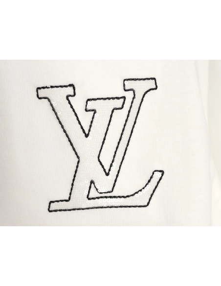 Louis Vuitton Iridescent Sequin Embroidery Crew Neck Short Sleeve T-Shirt,Louis Vuitton