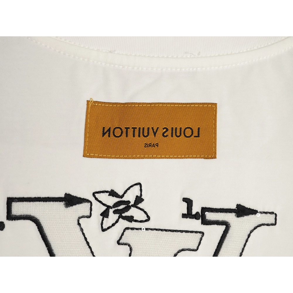 Louis Vuitton Iridescent Sequin Embroidery Crew Neck Short Sleeve T-Shirt,Louis Vuitton