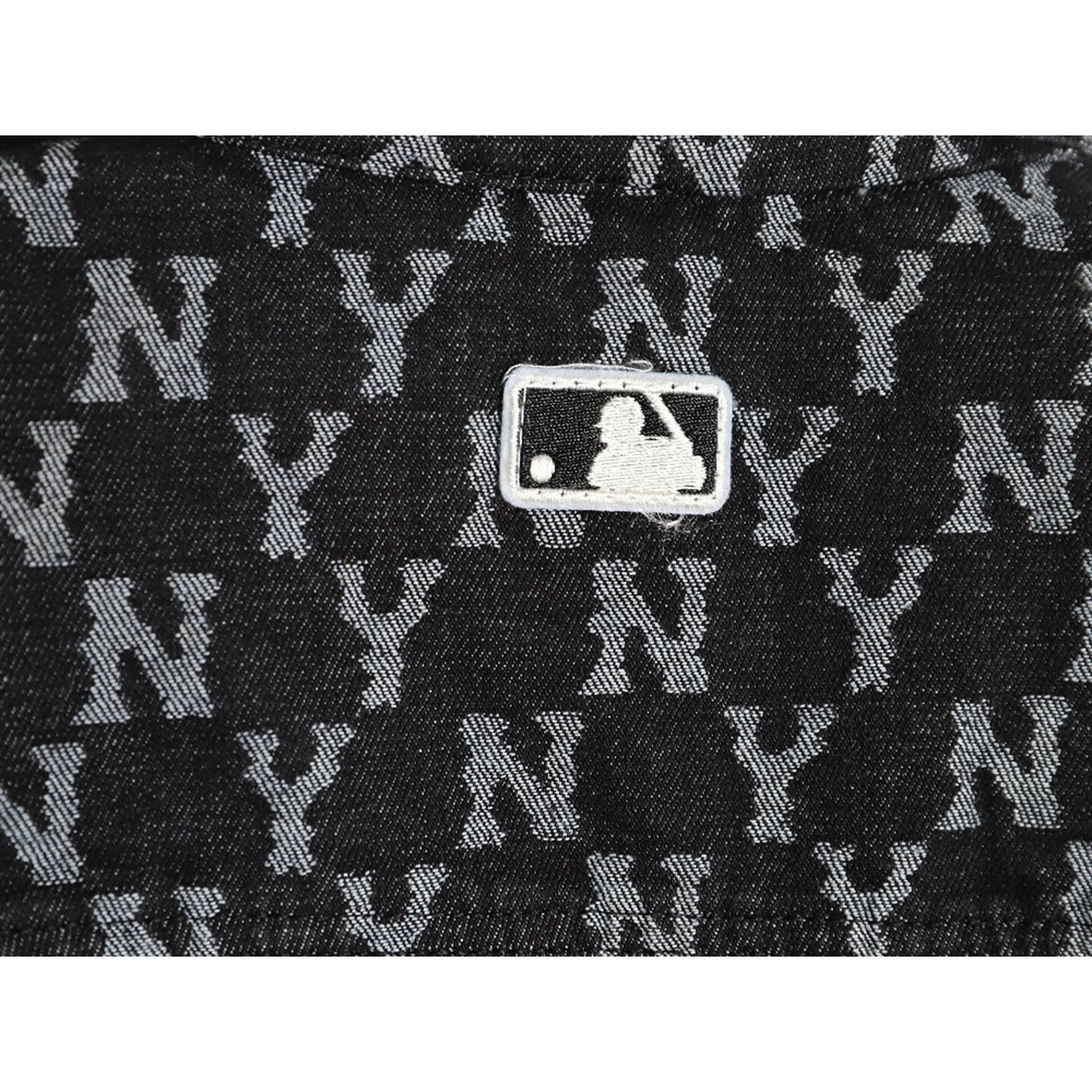 MLB Embroidered Logo Allover Print Denim Shirt Jacket TSK1,MLB