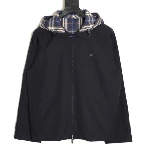 Burberry Iron Sign Check Reversible Hooded Jacket,Burberry