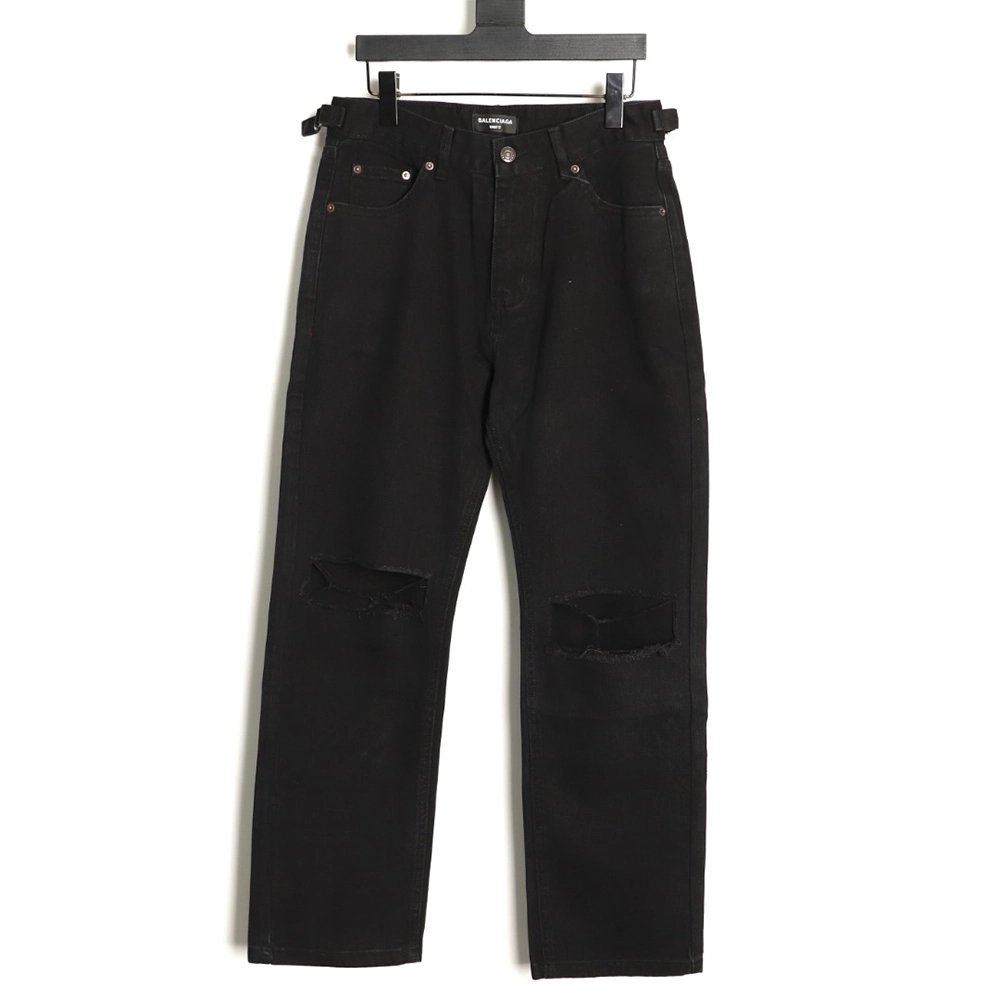 Balenciaga Distressed Cut-Out Denim Trousers,Balenciaga