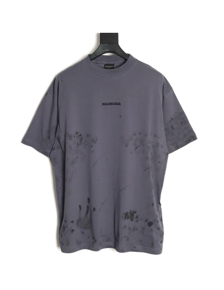 Balenciaga Embroidered Letter Splatter Short-Sleeve T-Shirt,Balenciaga