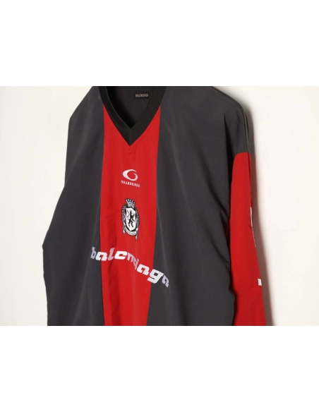 Balenciaga Manchester United Nylon Black and Red Logo Long-Sleeve T-Shirt,Balenciaga