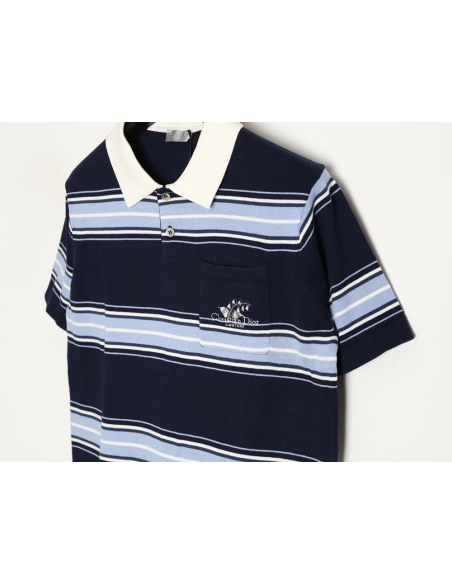 Dior Lily of the Valley Embroidered Striped Short-Sleeve Knit Polo Shirt,Dior