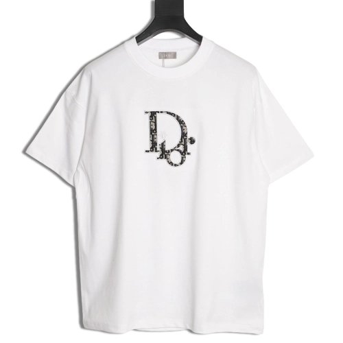 Dior Oblique Patchwork Embroidery Short-Sleeve T-Shirt,Dior
