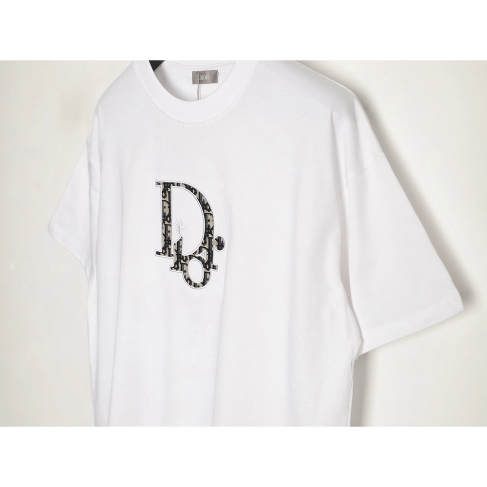 Dior Oblique Patchwork Embroidery Short-Sleeve T-Shirt,Dior