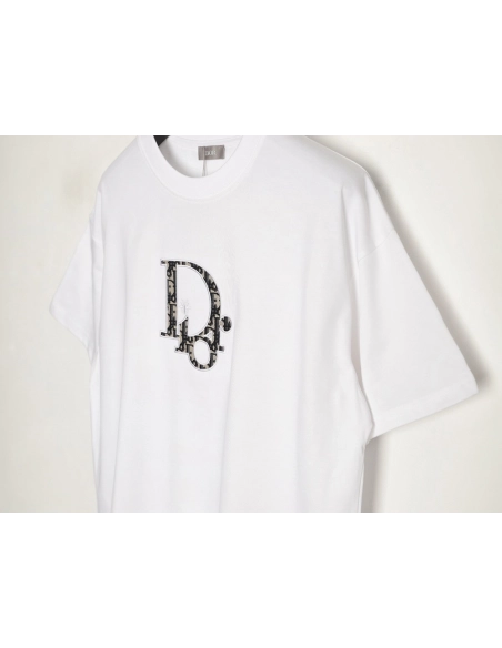 Dior Oblique Patchwork Embroidery Short-Sleeve T-Shirt,Dior