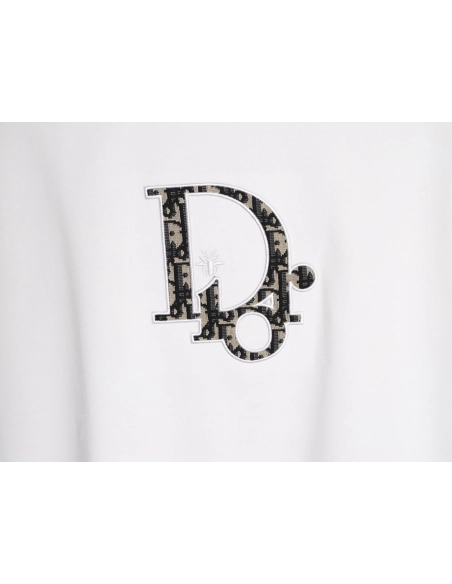 Dior Oblique Patchwork Embroidery Short-Sleeve T-Shirt,Dior