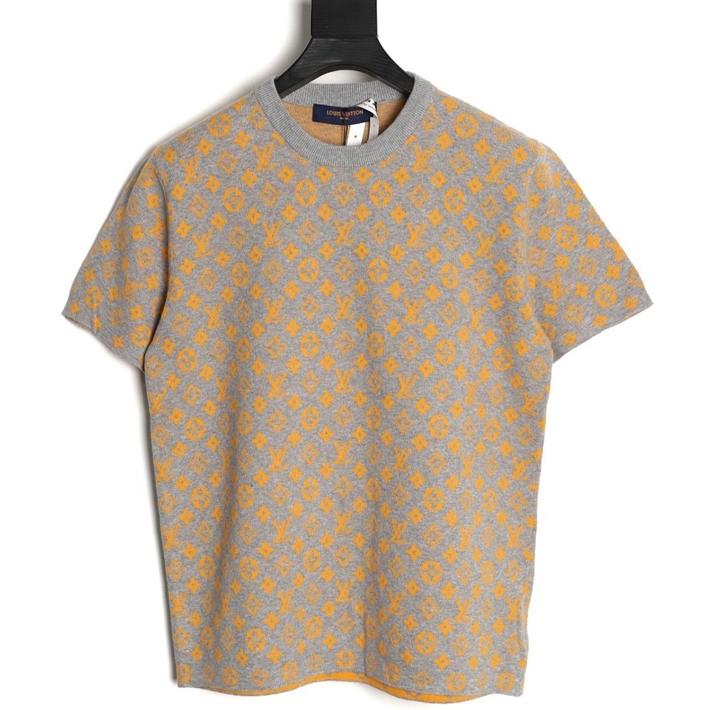 Louis Vuitton all-over print jacquard knit short-sleeved shirt TSK1,Louis Vuitton