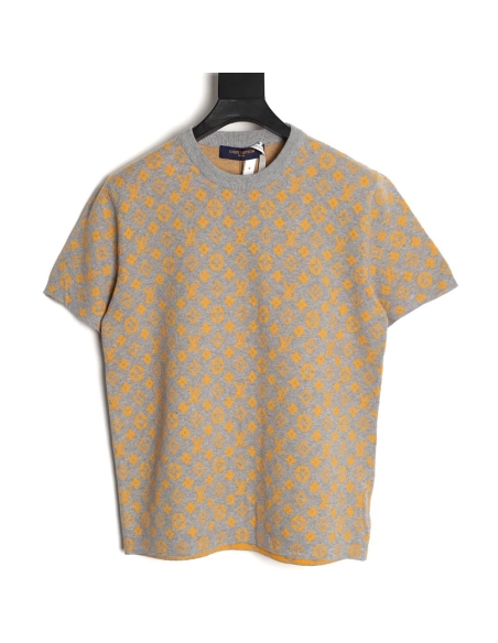 Louis Vuitton all-over print jacquard knit short-sleeved shirt TSK1,Louis Vuitton
