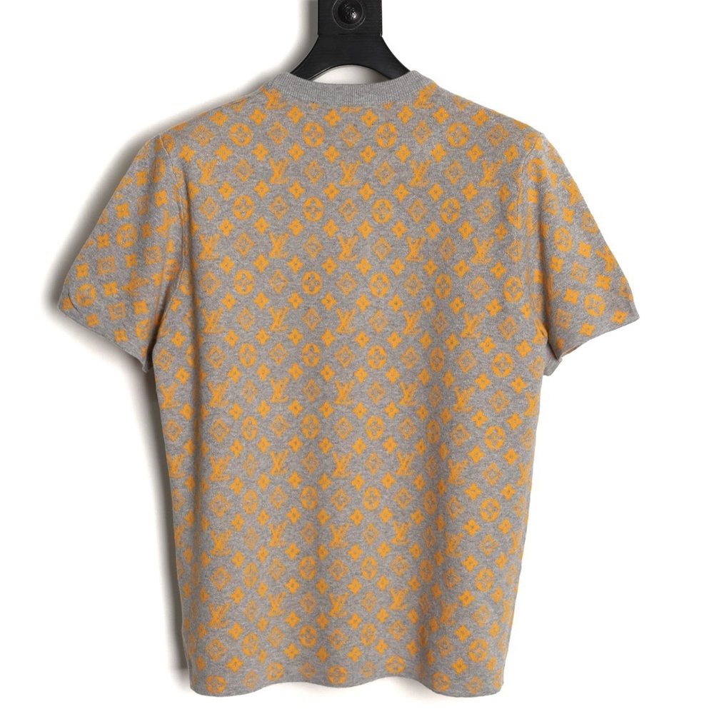 Louis Vuitton all-over print jacquard knit short-sleeved shirt TSK1,Louis Vuitton