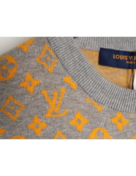 Louis Vuitton all-over print jacquard knit short-sleeved shirt TSK1,Louis Vuitton