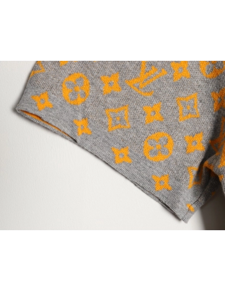 Louis Vuitton all-over print jacquard knit short-sleeved shirt TSK1,Louis Vuitton