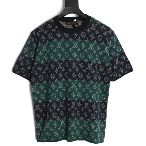Louis Vuitton Contrast Jacquard Knit Short-Sleeve,Louis Vuitton