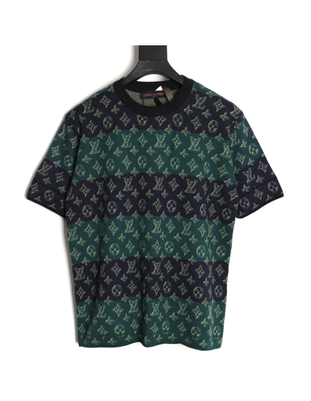 Louis Vuitton Contrast Jacquard Knit Short-Sleeve,Louis Vuitton