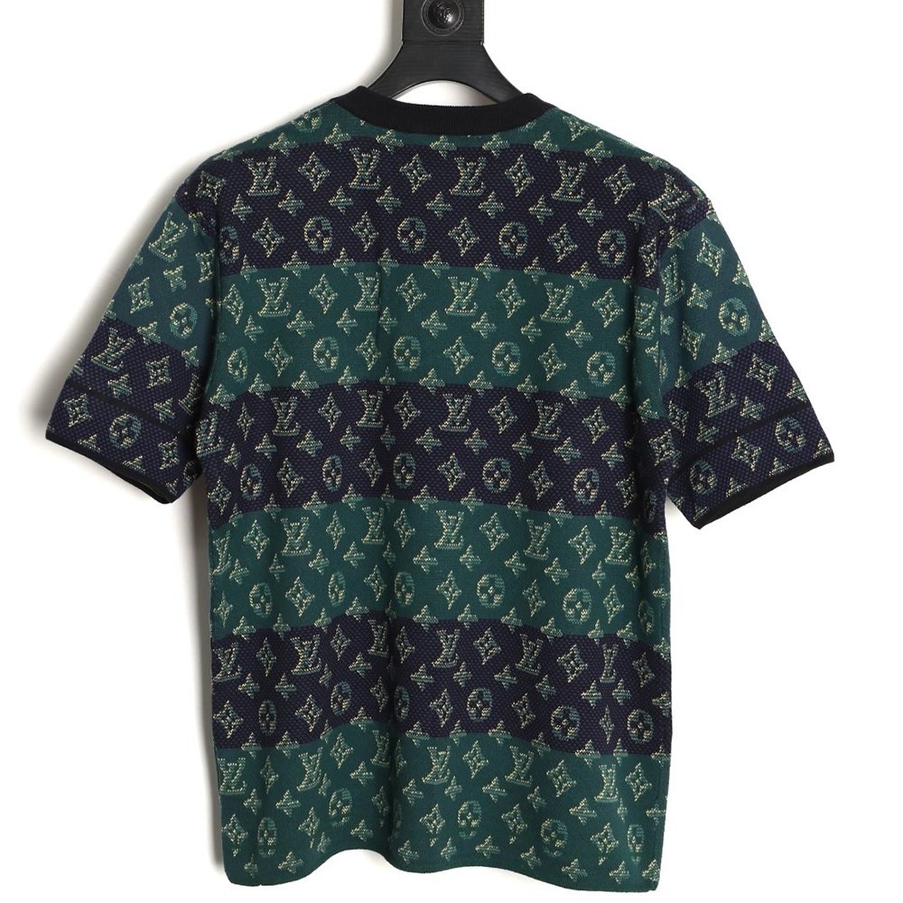 Louis Vuitton Contrast Jacquard Knit Short-Sleeve,Louis Vuitton