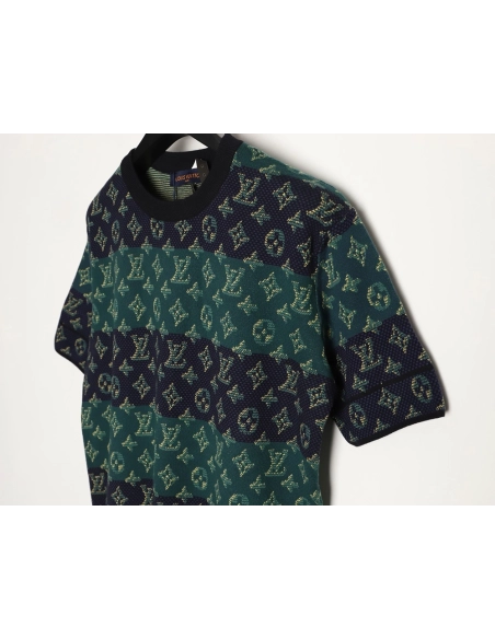 Louis Vuitton Contrast Jacquard Knit Short-Sleeve,Louis Vuitton