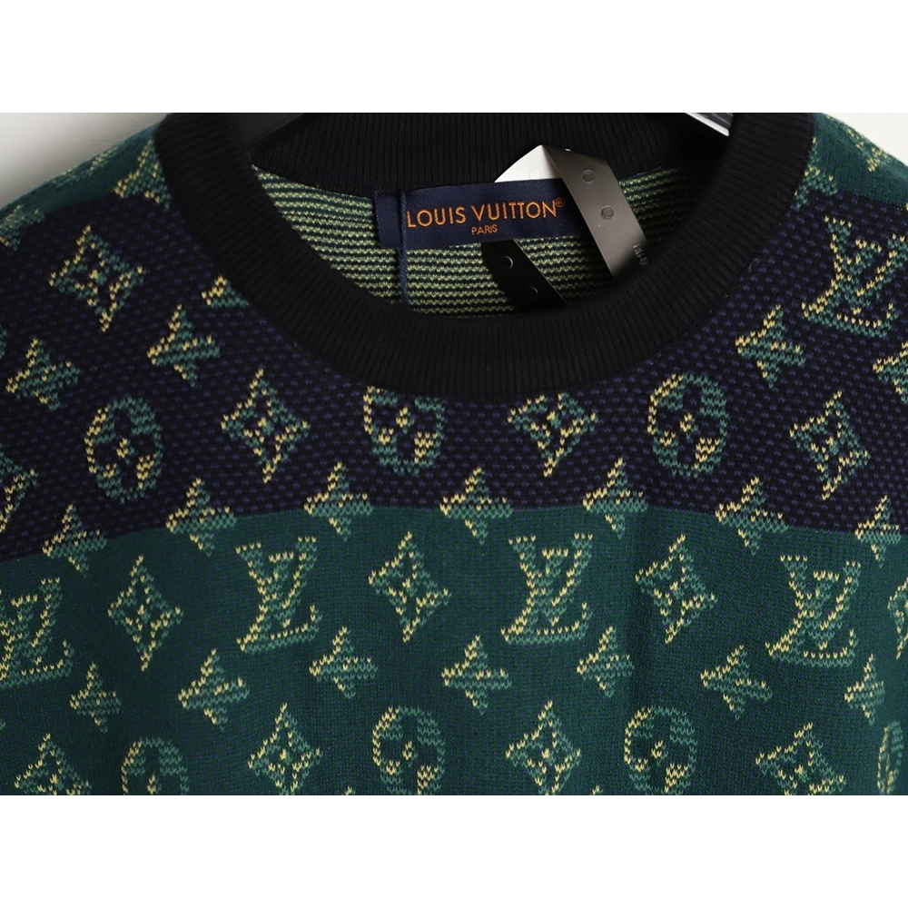 Louis Vuitton Contrast Jacquard Knit Short-Sleeve,Louis Vuitton